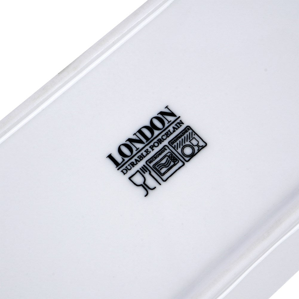 White rectangular serving plate for starters and desserts
