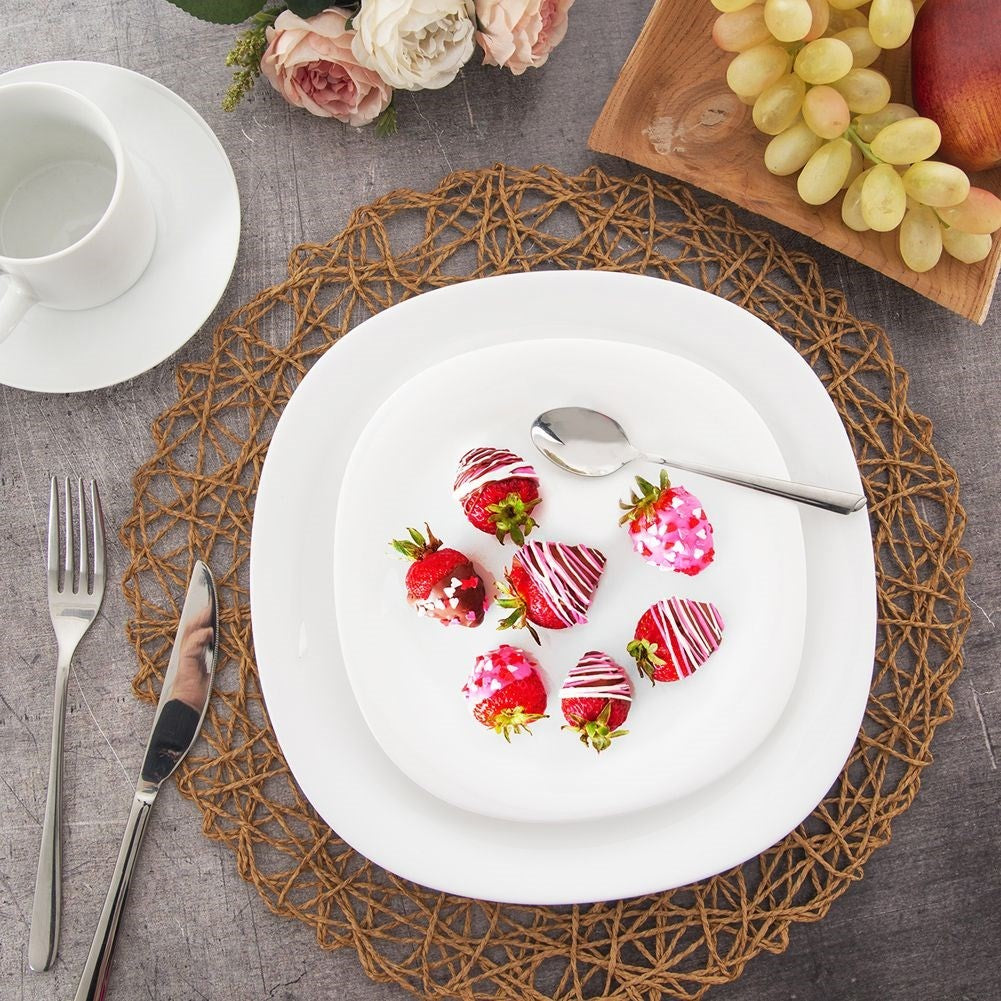 White square dessert plate in elegant opal glass