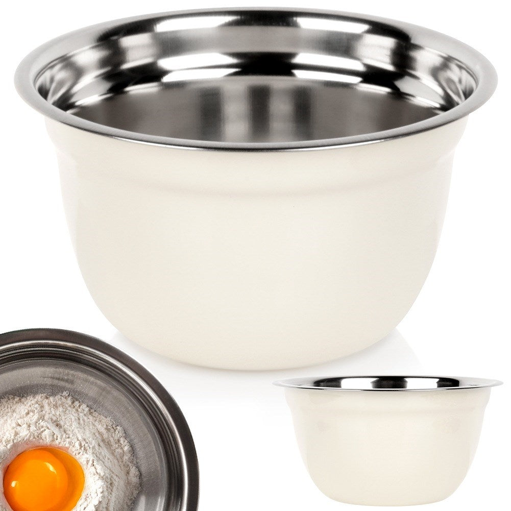 White steel kitchen bowl 18 cm, 1.3 l