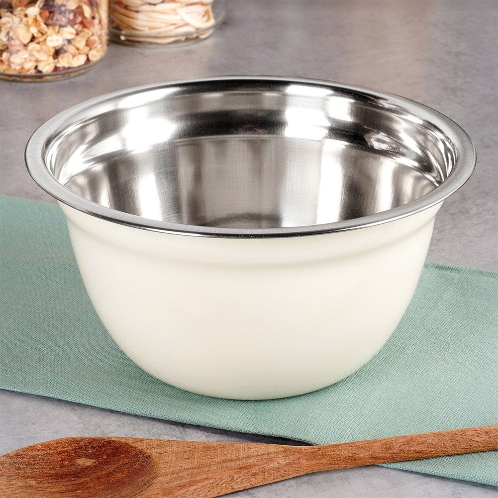 White steel kitchen bowl 18 cm, 1.3 l