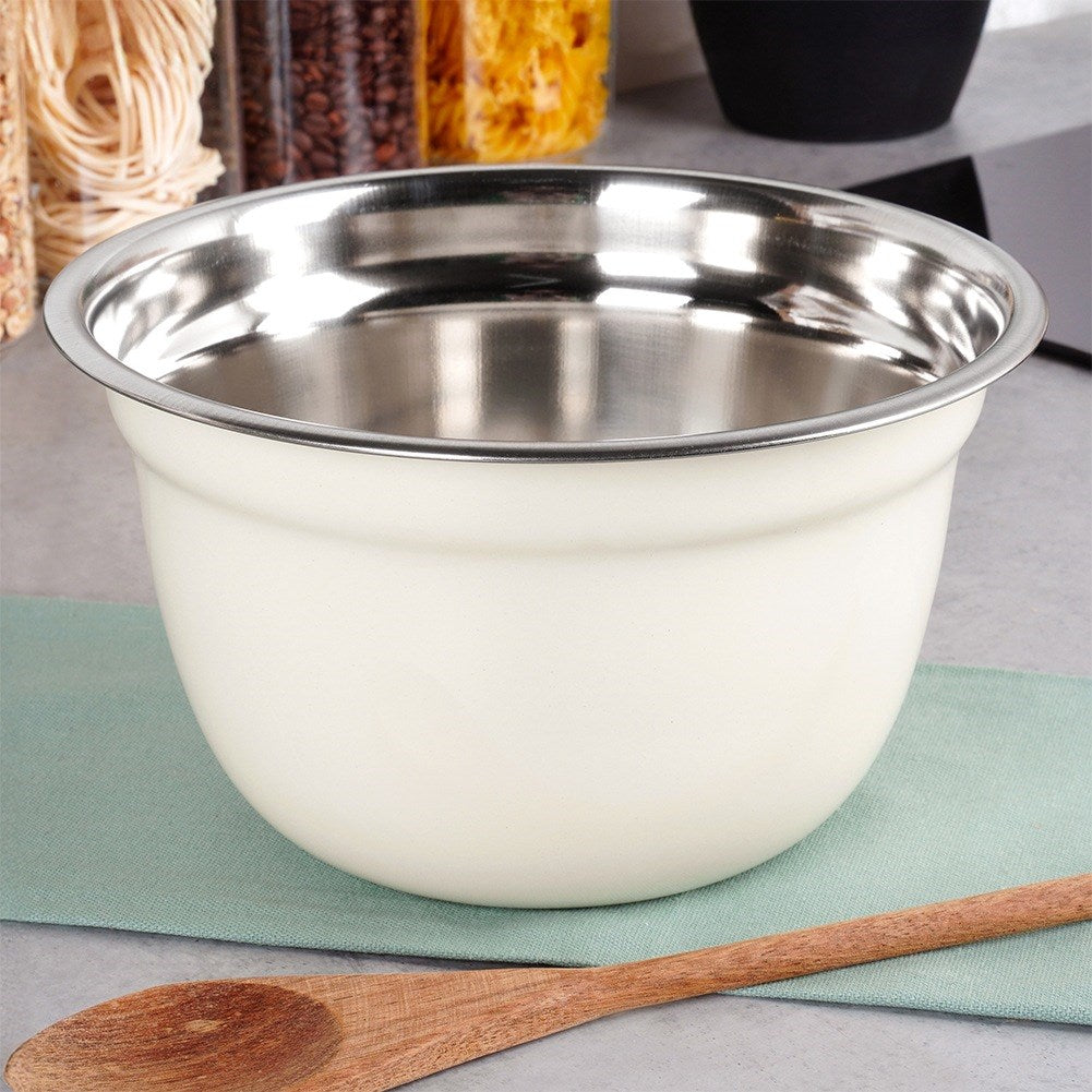 White steel kitchen bowl 22 cm, 2.6 l