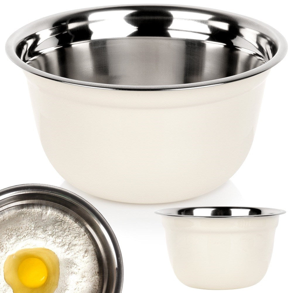 White steel kitchen bowl 22 cm, 2.6 l