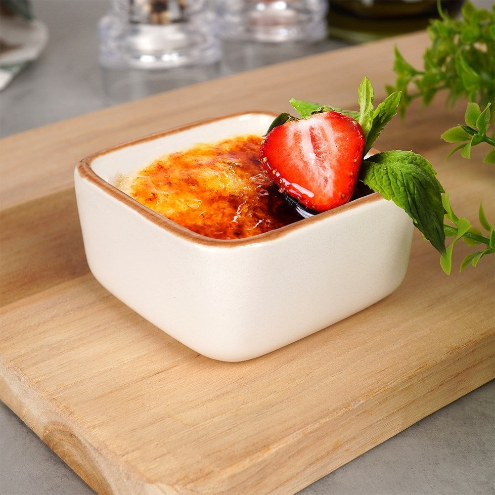 White stoneware baking dish 85 ml for oven, dishwasher, microwave