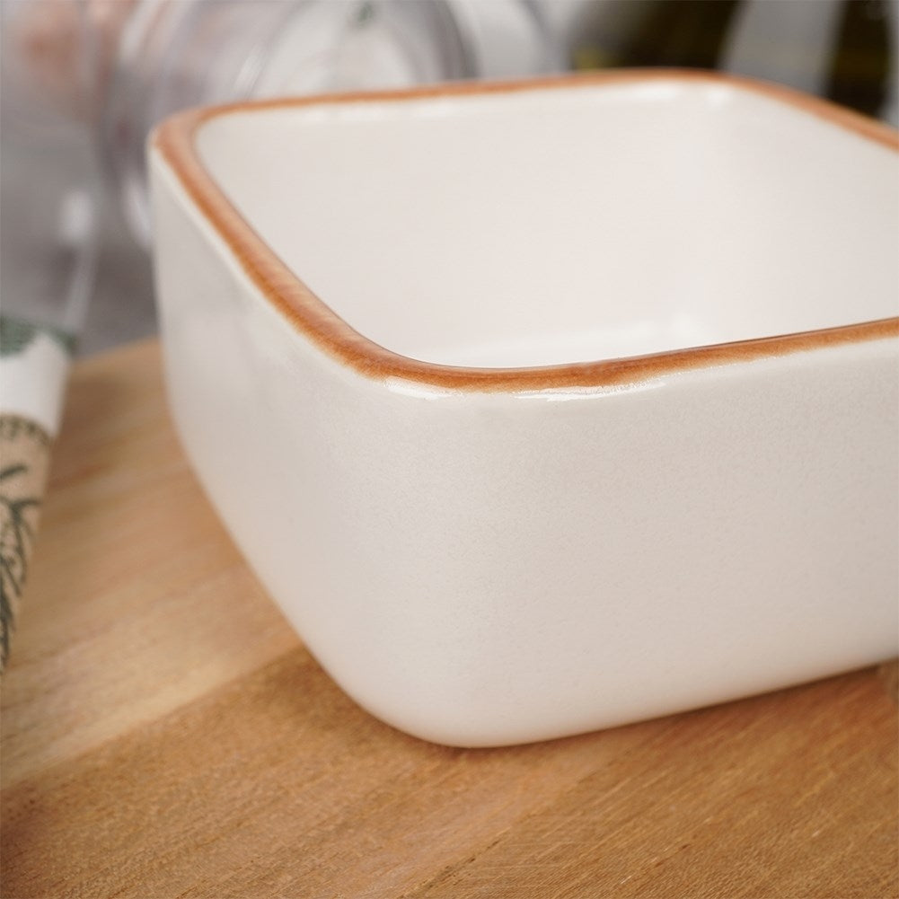 White stoneware baking dish 85 ml for oven, dishwasher, microwave