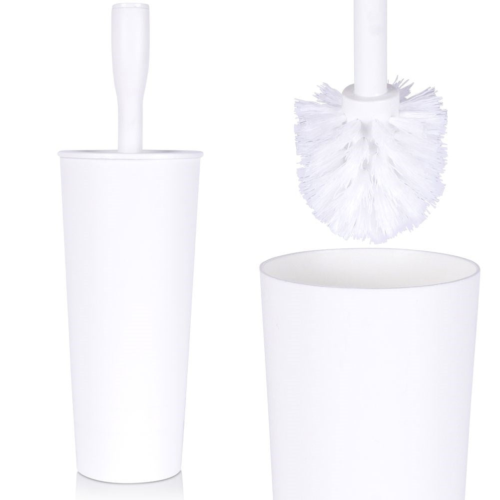 White toilet brush with container - durable and easy to clean
