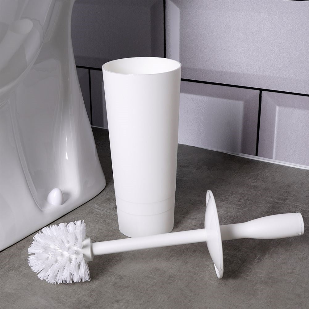 White toilet brush with container - durable and easy to clean