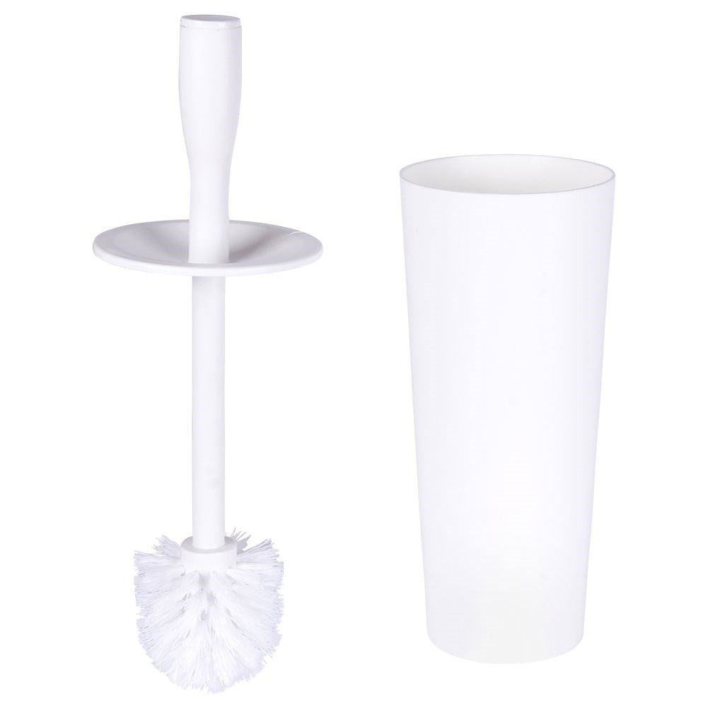 White toilet brush with container - durable and easy to clean