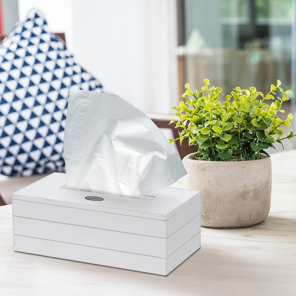White universal tissue container with opening.