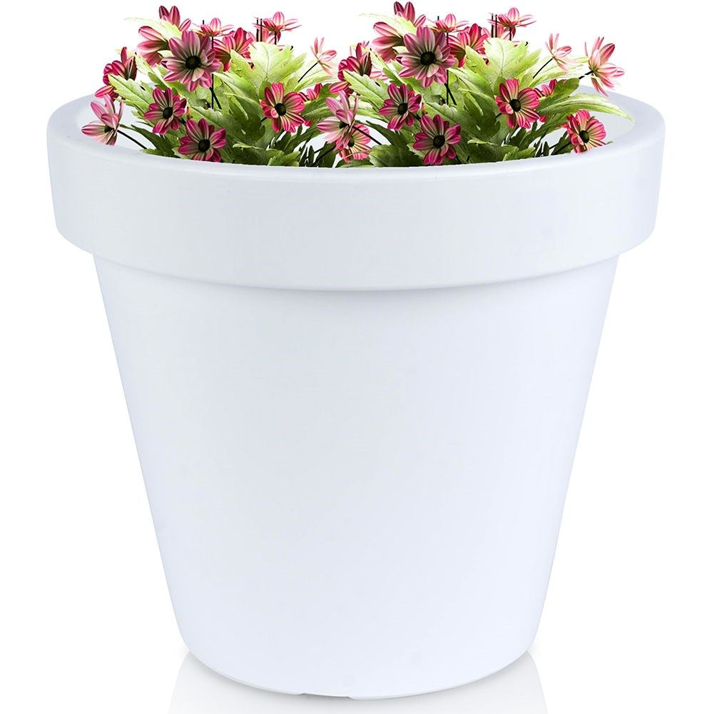 White weatherproof flower pot in high quality plastic