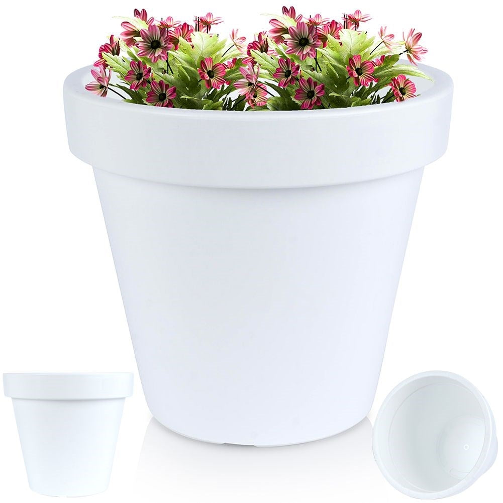 White weatherproof flower pot in high quality plastic