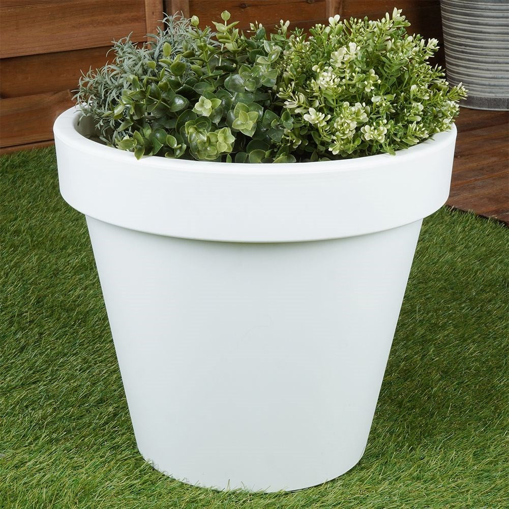 White weatherproof flower pot in high quality plastic