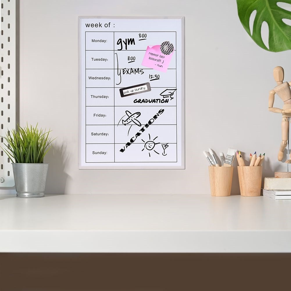 White whiteboard with days of the week - magnetic and writable