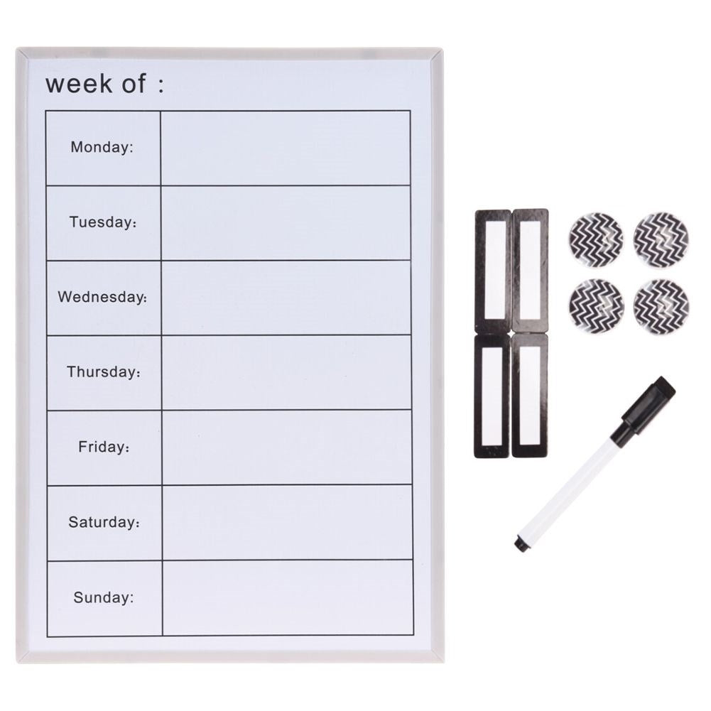 White whiteboard with days of the week - magnetic and writable