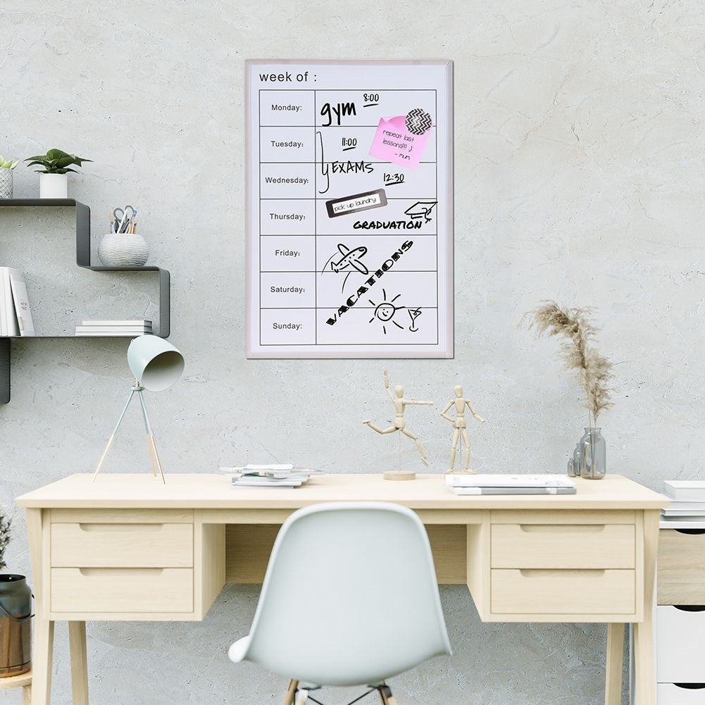 White whiteboard with days of the week - magnetic and writable
