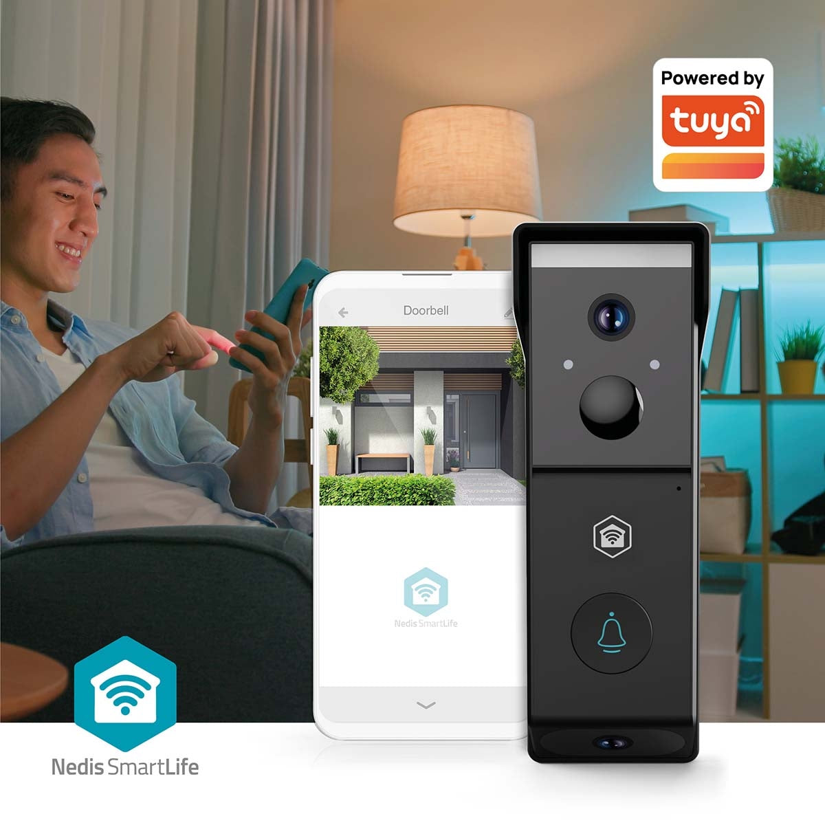 Wi-Fi Video Doorbell, Battery Powered, 1080p HD, Night Vision
