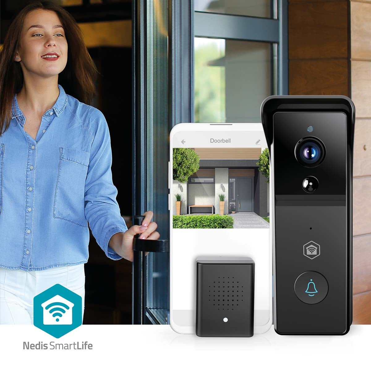 Wi-Fi Video Doorbell, Battery Powered, 3MP HD, Night Vision