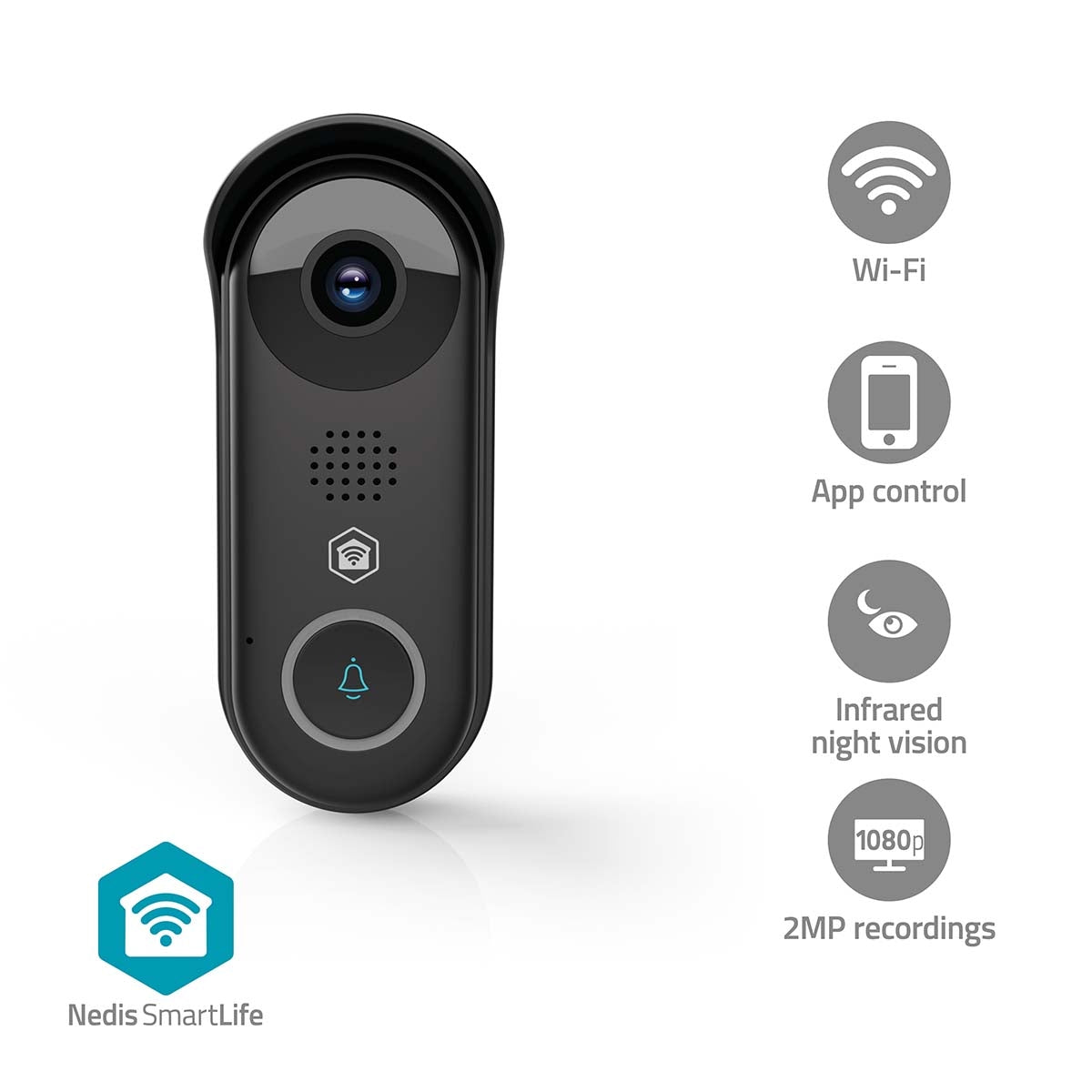 Wi-Fi Video Doorbell, Full HD 1080p, Motion Sensor, Night Vision