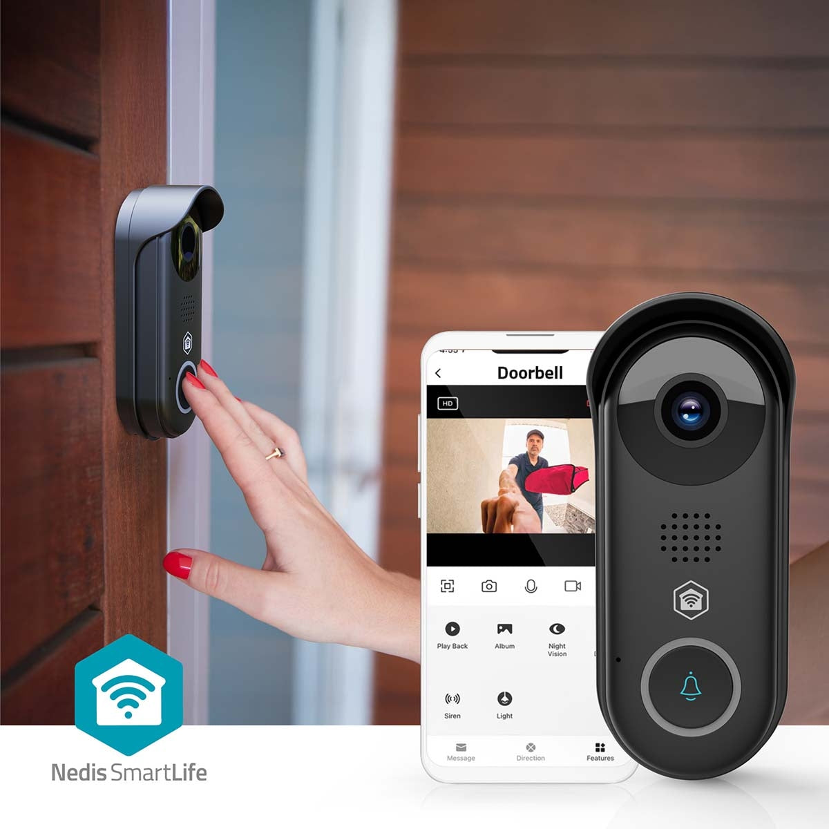 Wi-Fi Video Doorbell, Full HD 1080p, Motion Sensor, Night Vision