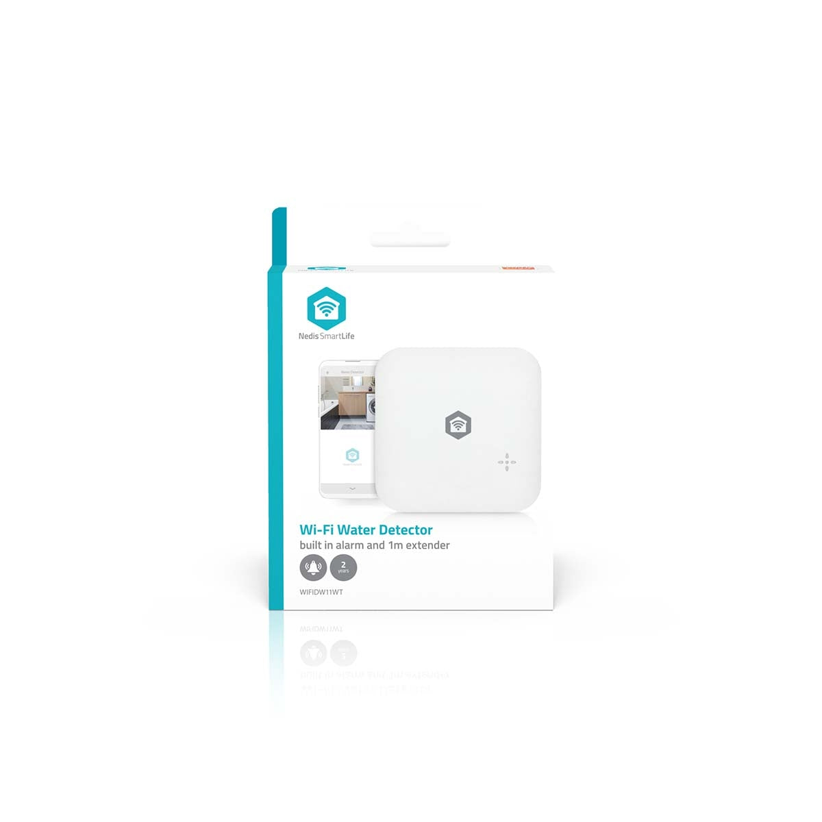 Wi-Fi Water Leak Detector, Battery Powered, 80 dB Alarm