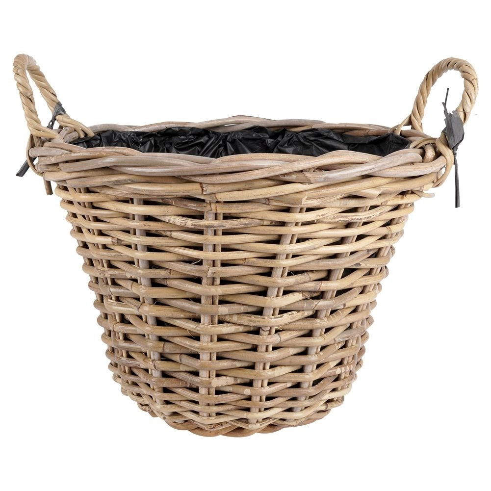 Wicker Basket: Natural Rattan Flower Pot Cover with Plastic