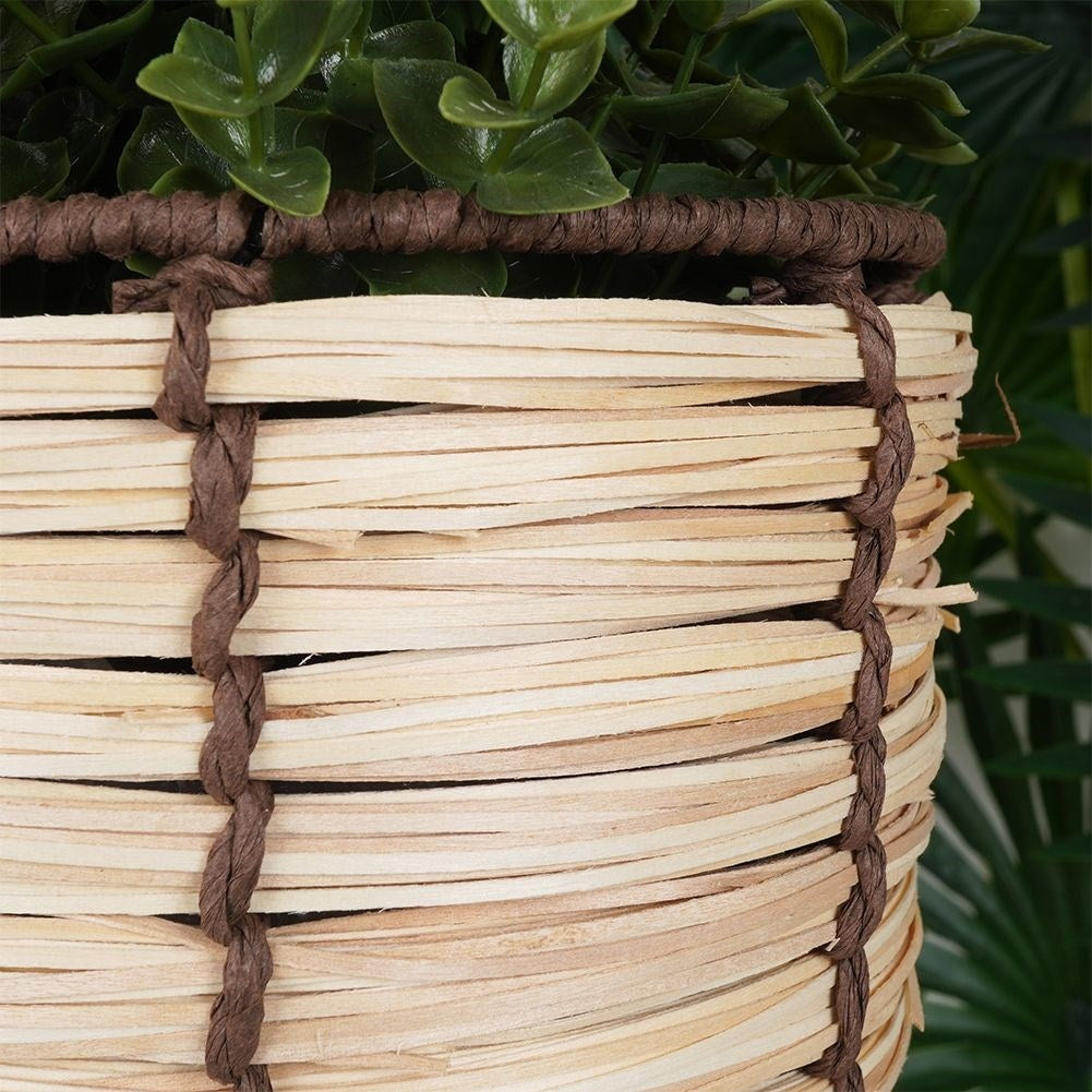 Wicker Flowerpot on Wooden Legs - Boho for Living & Artificial Plants