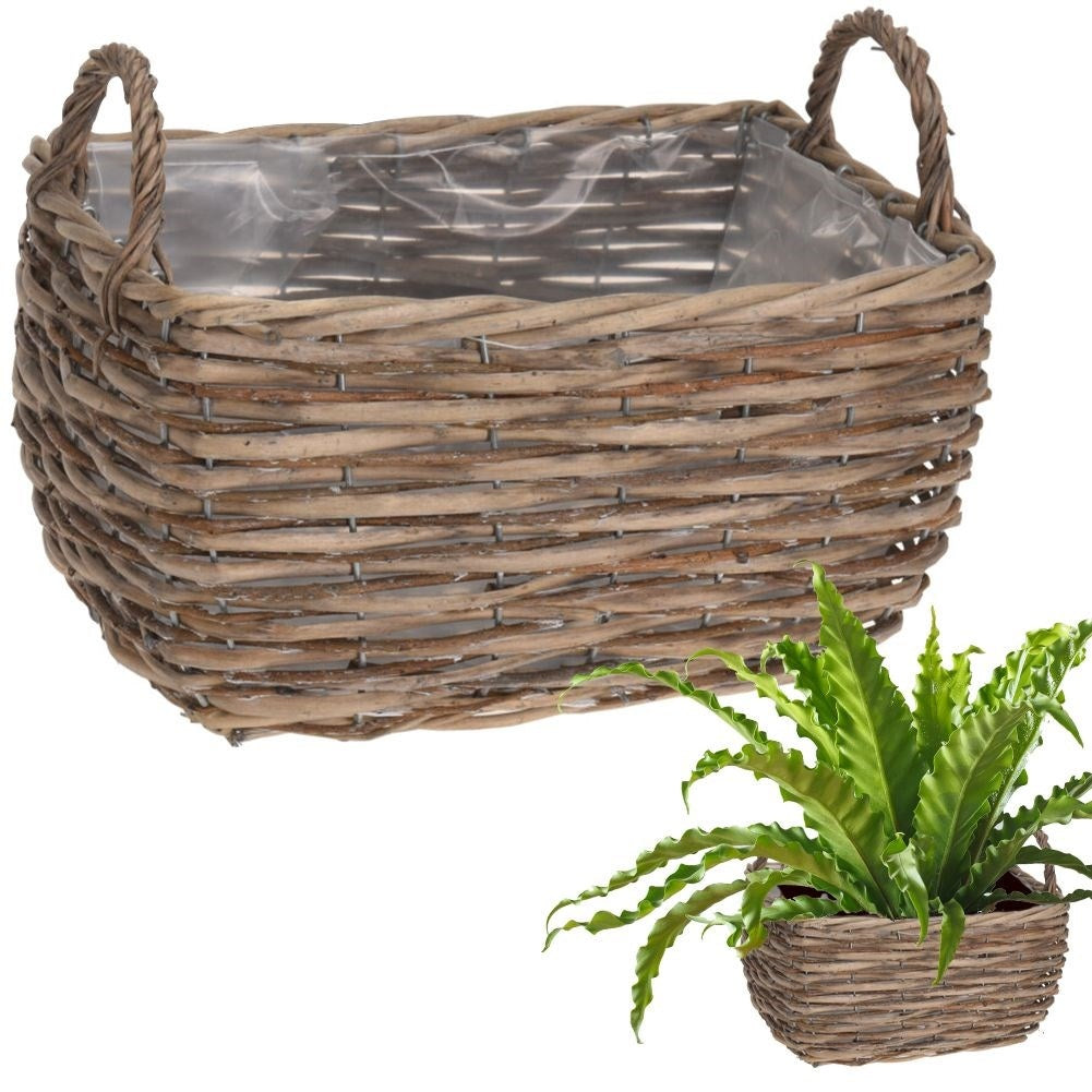 Wicker Plant Protection Basket with Handle for Easy Moving