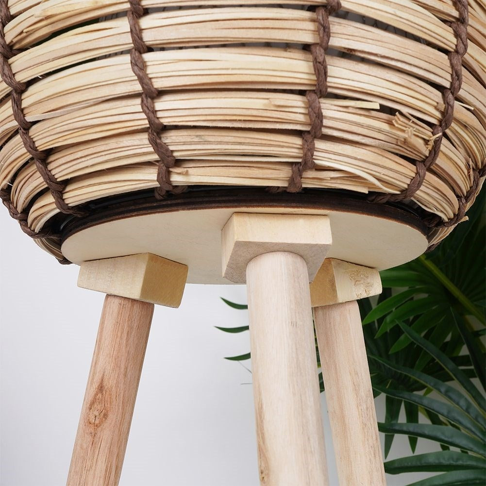 Wicker Pot on Wooden Legs in Modern Boho Style