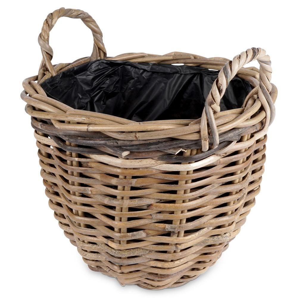 Wicker Rattan Pot with Plastic Lining for Plants