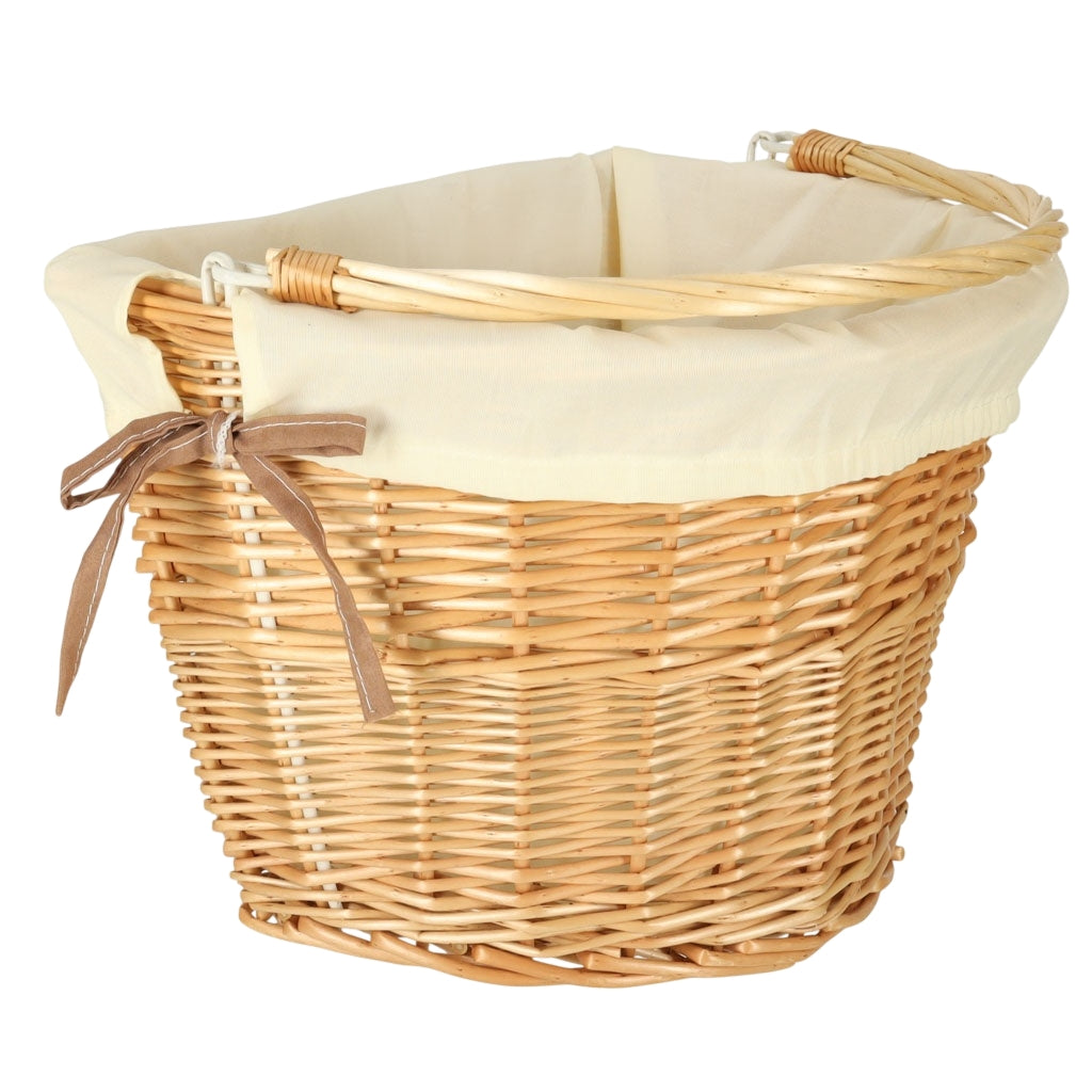 Wicker basket for bicycle front basket braided insert white
