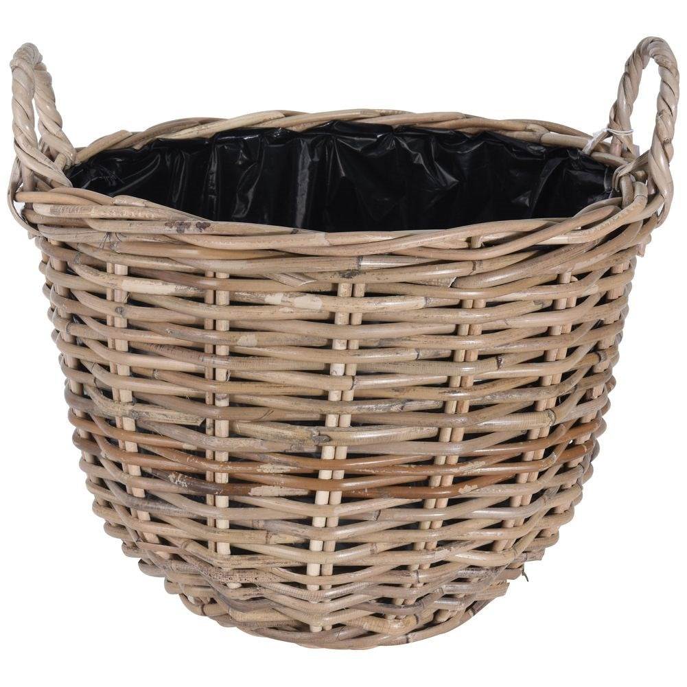 Wicker basket for flowers and plants, natural rattan
