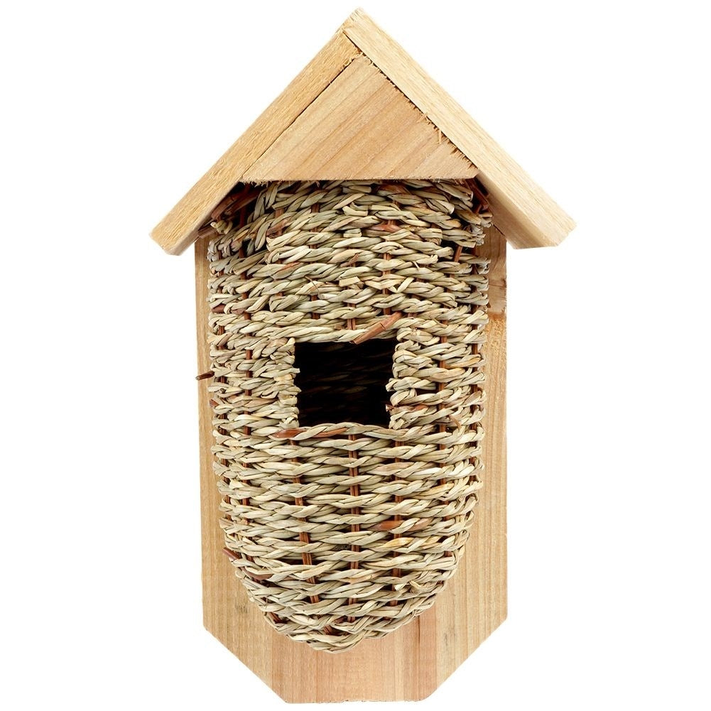 Wicker birdhouse in wood and seaweed for unique garden decor