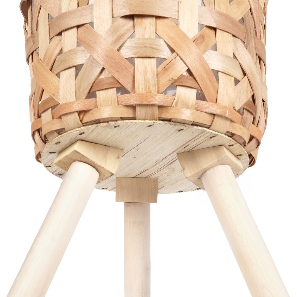Wicker flower pot on wooden legs for boho style, live/artificial plants