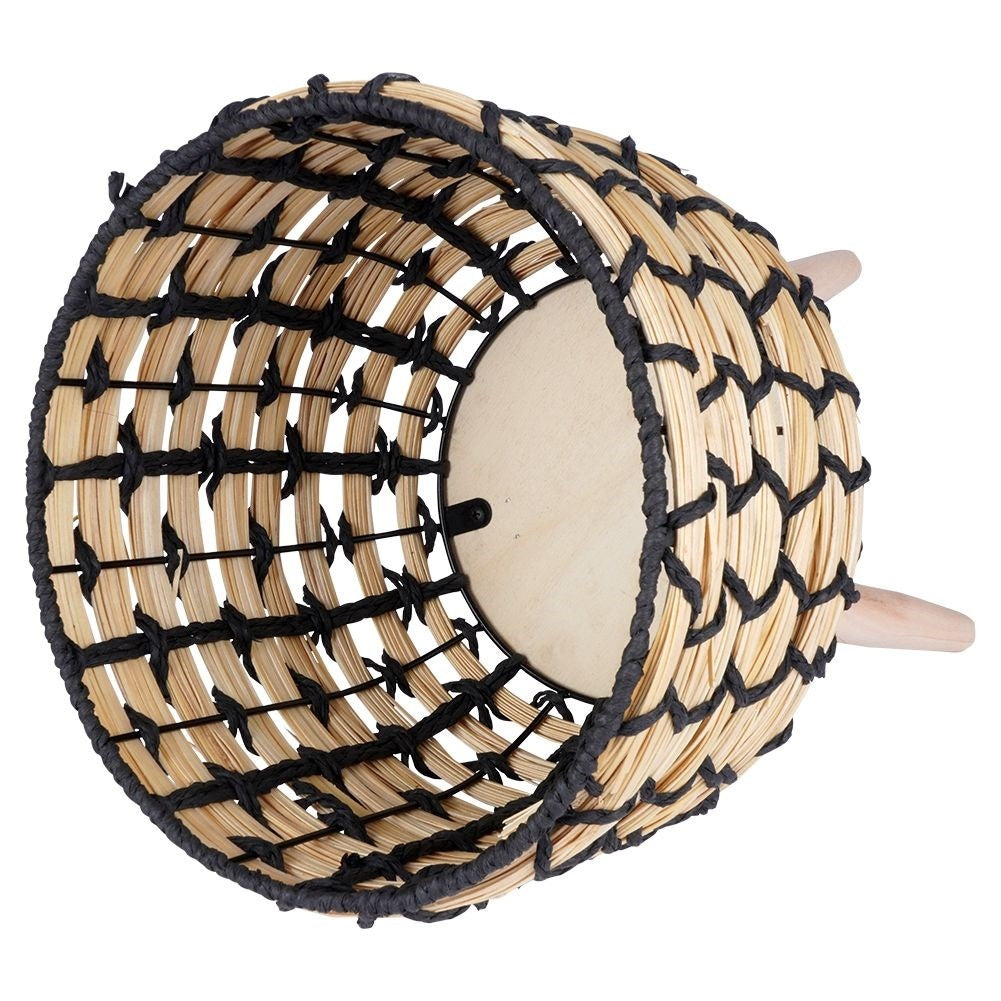 Wicker flower pot with wooden legs for boho decor