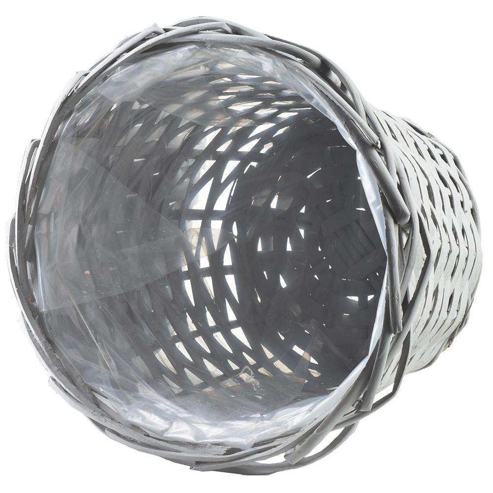 Wicker gray willow basket with plastic liner for plants