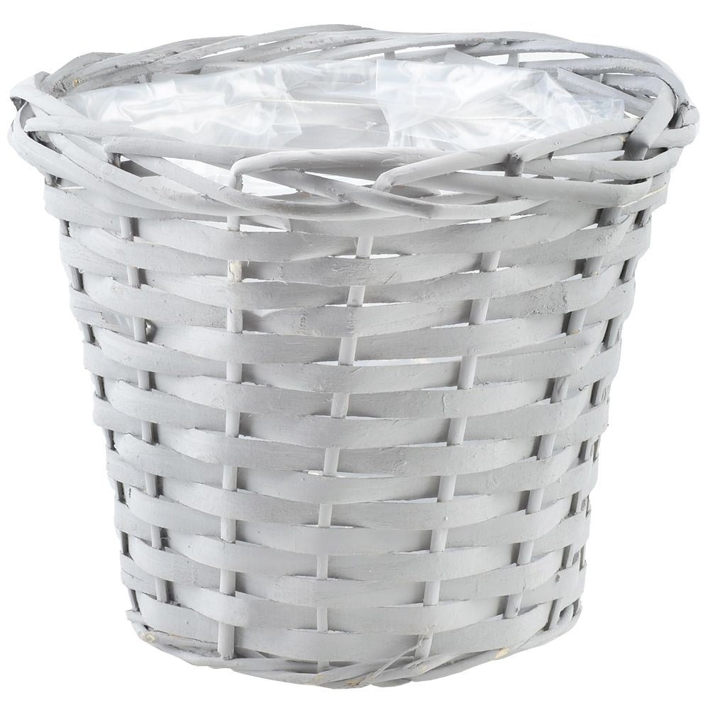 Wicker gray willow basket with plastic liner for plants