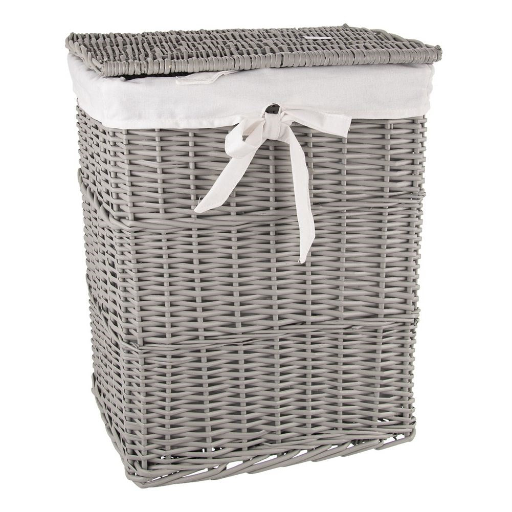Wicker laundry basket gray 52 l