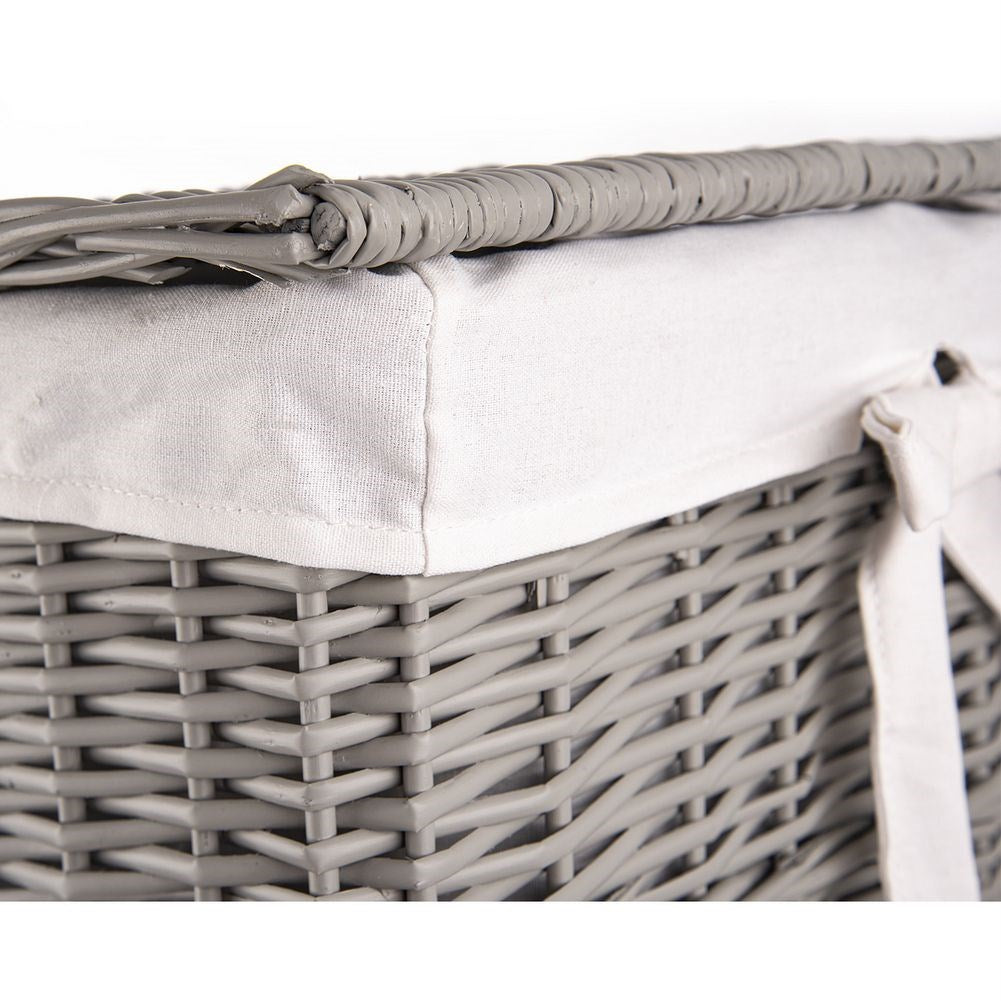Wicker laundry basket gray 52 l