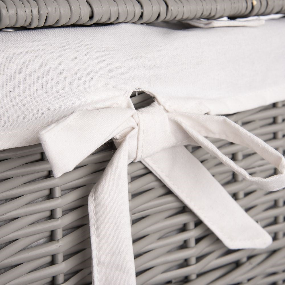 Wicker laundry basket gray 52 l