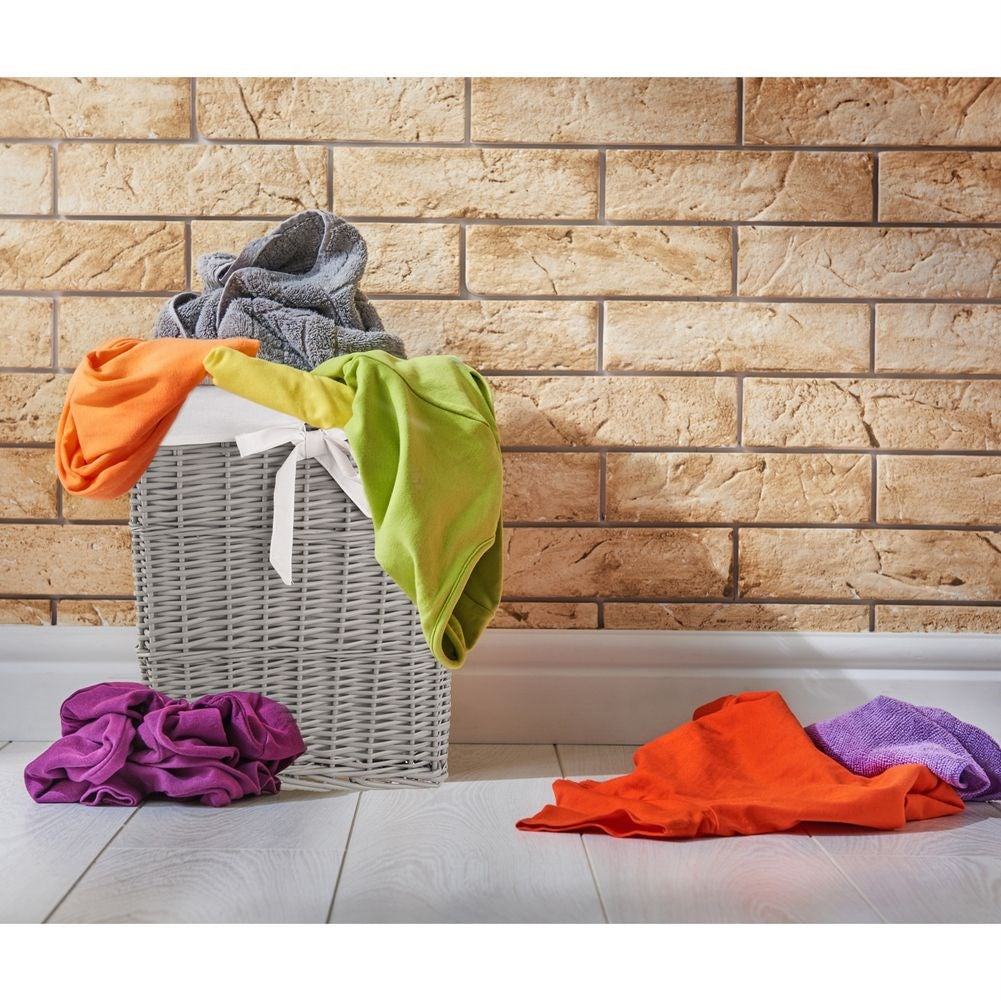 Wicker laundry basket gray 52 l