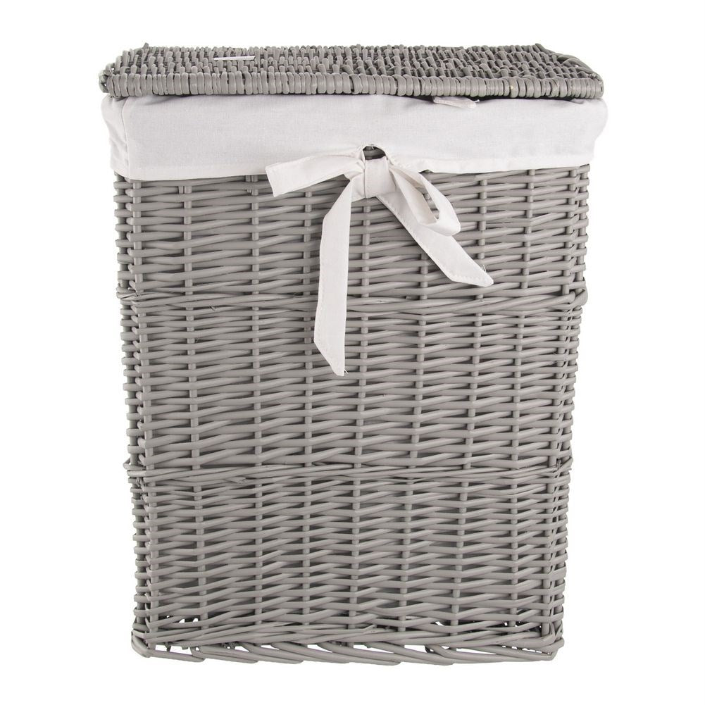 Wicker laundry basket gray 52 l