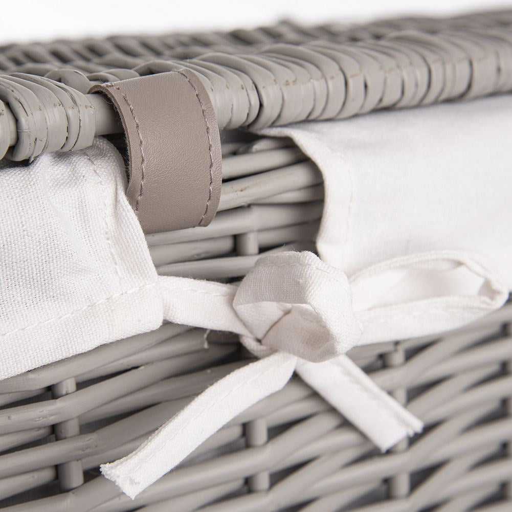 Wicker laundry basket gray 52 l