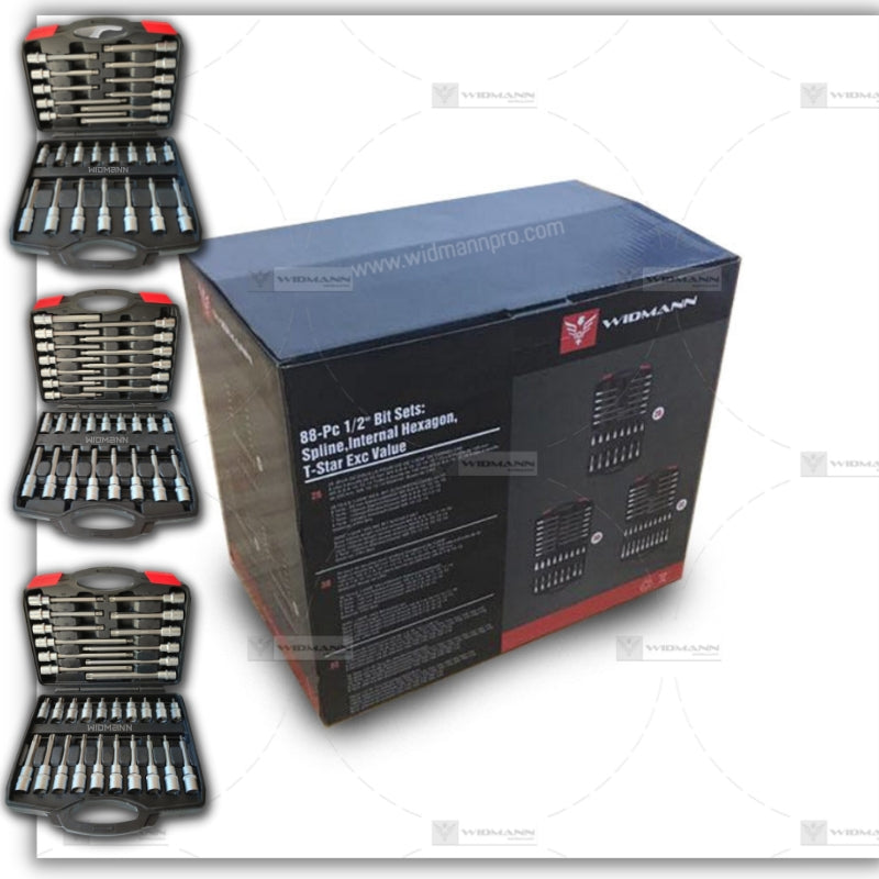 Widmann 88-Piece 1/2? Bit Socket Sets: Spline, Internal Hexagon, T-Star
