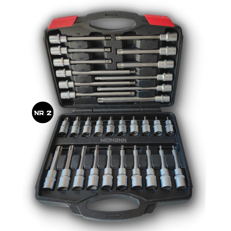 Widmann 88-Piece 1/2? Bit Socket Sets: Spline, Internal Hexagon, T-Star