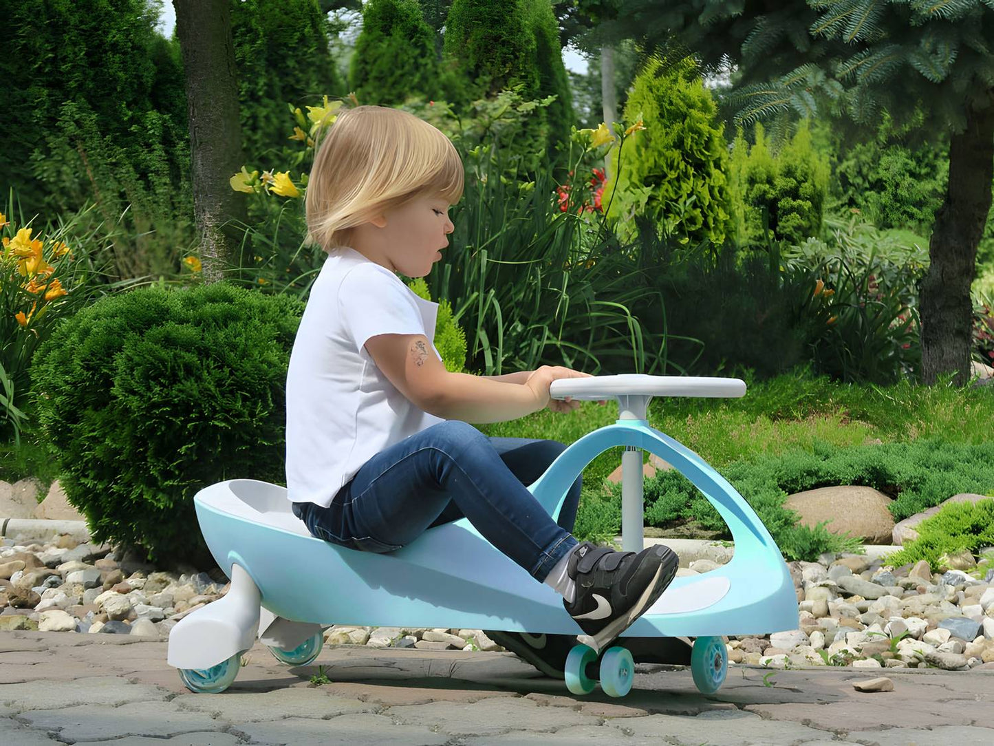 Wiggle car ride-on toy LED wheels blue ECOTOYS