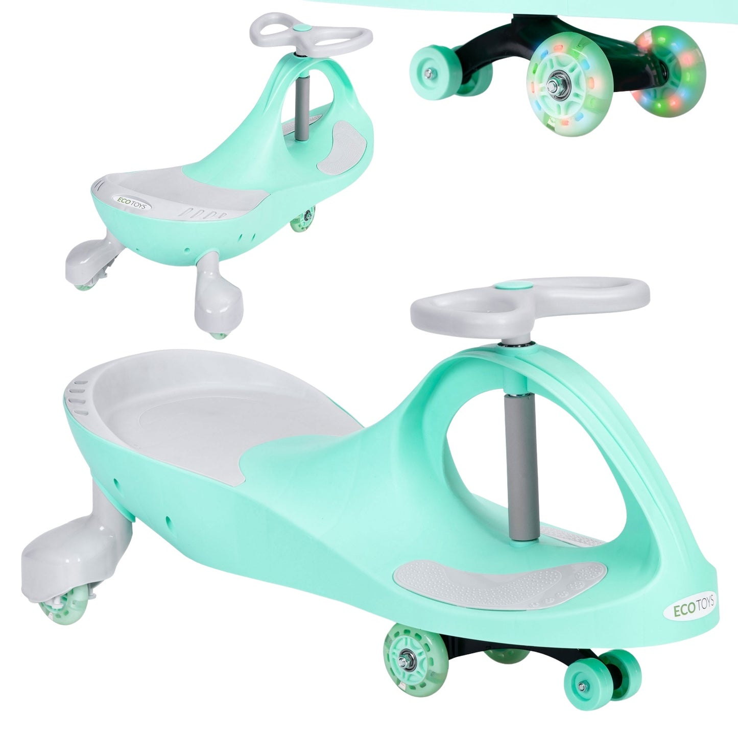 Wiggle car ride-on toy LED wheels green ECOTOYS