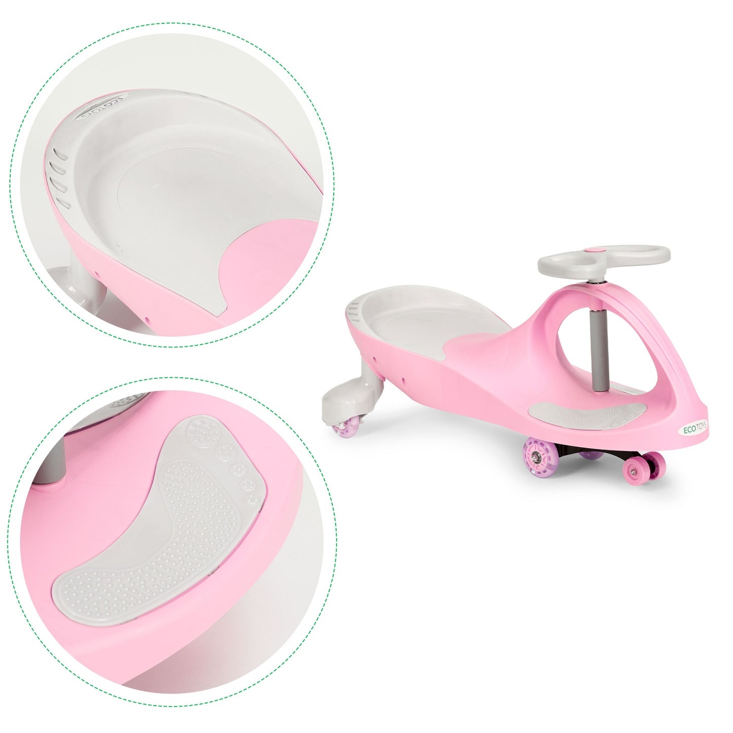 Wiggle car ride-on toy LED wheels pink ECOTOYS