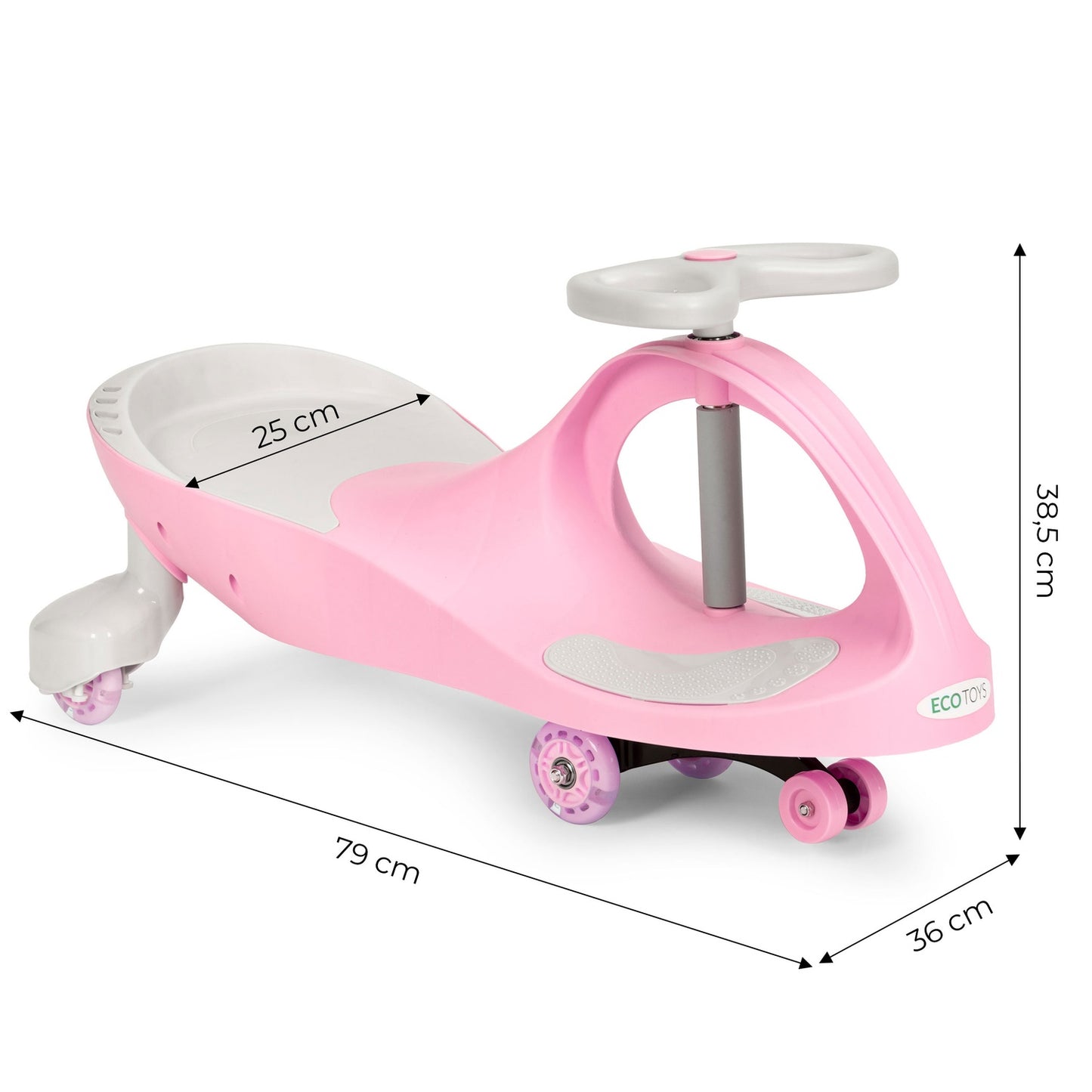 Wiggle car ride-on toy LED wheels pink ECOTOYS