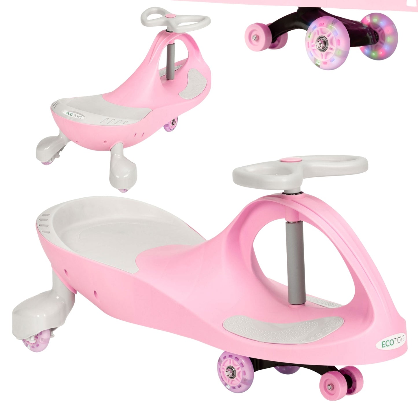 Wiggle car ride-on toy LED wheels pink ECOTOYS