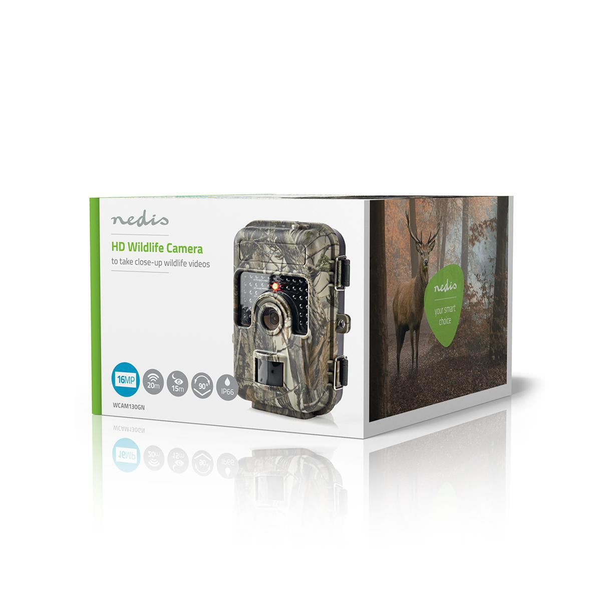 Wildlife Camera | 1080p@30fps | 16.0 MPixel | 3 MP Color CMOS | IP66 | Black No-Glow IR | Night vision | Viewing angle: 90 ° | Motion sensor | Detection angle: 60 ° | Detection range: 20.0 m | Screen size: 2.4 " | LCD Screen | Brown/Green