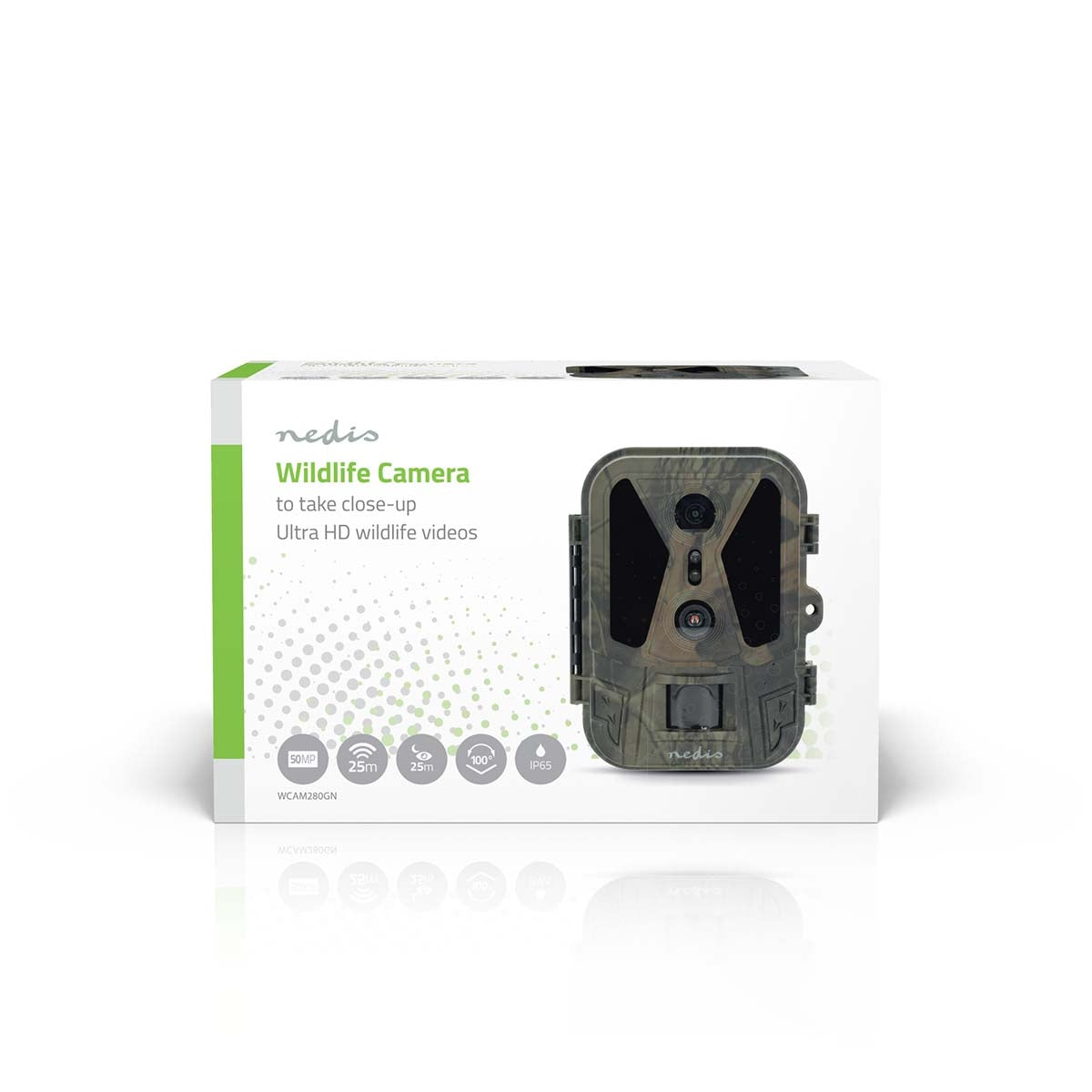 Wildlife Camera | 4K@10fps | 50 MPixel | 8 MPixel CMOS | IP65 | Black No-Glow IR | Night vision | Viewing angle: 100 ° | Motion sensor | Detection angle: 120 ° | Detection range: 25 m | Screen size: 2.4 " | LCD Screen | Brown / Green